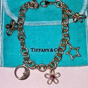 Tiffany & Co. Silver 5 charm Bracelet 7.5 inches